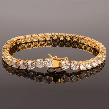 CAPTIVATING Gold Color 1 Row AAA+ Cubic Zirconia Simulated Diamonds Tennis Link Bracelets - The Jewellery Supermarket